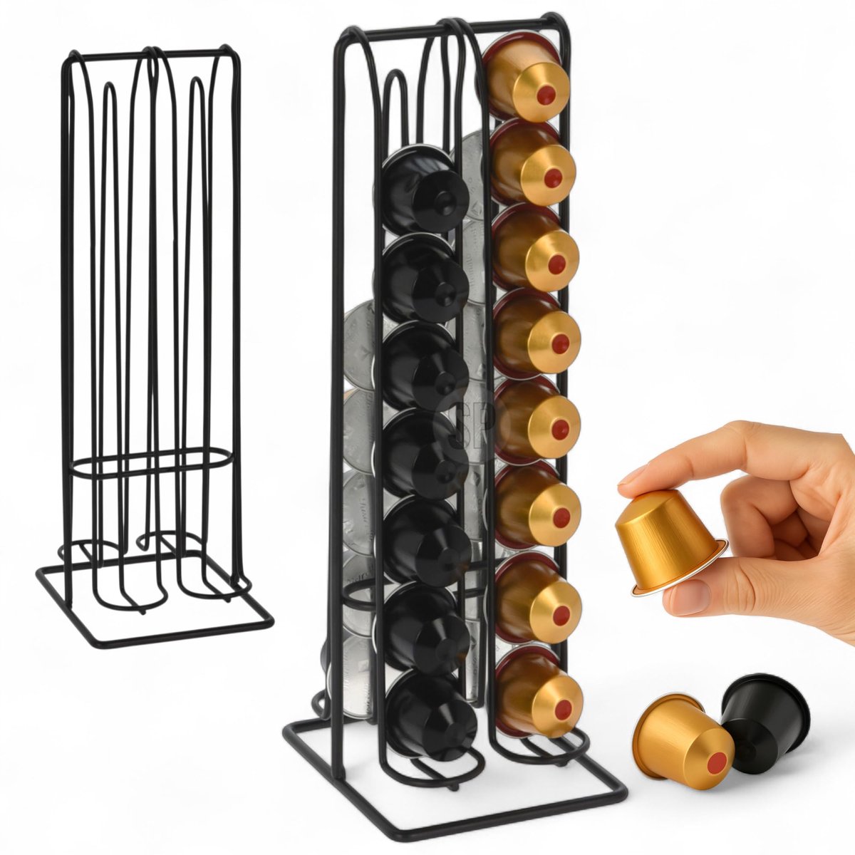 Omgoods - Nespresso Capsule Houder voor 32 Capsules - Ruimtebesparende Organizer in Zwart Metaal