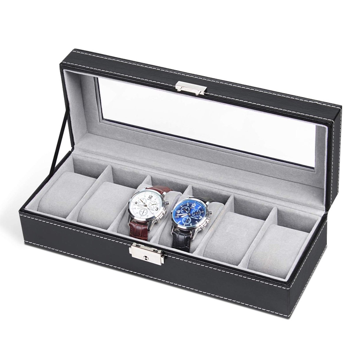Omgoods - 6 Slots Horloge Organizer voor Mannen in Zwart