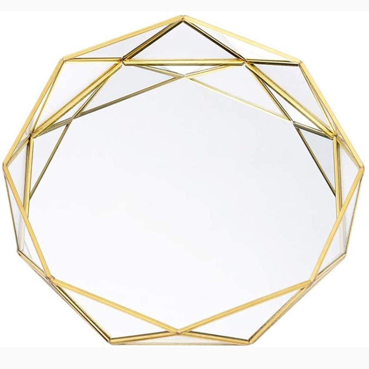Omgoods - Decoratieve Opbergtray van Glas met Messingafwerking