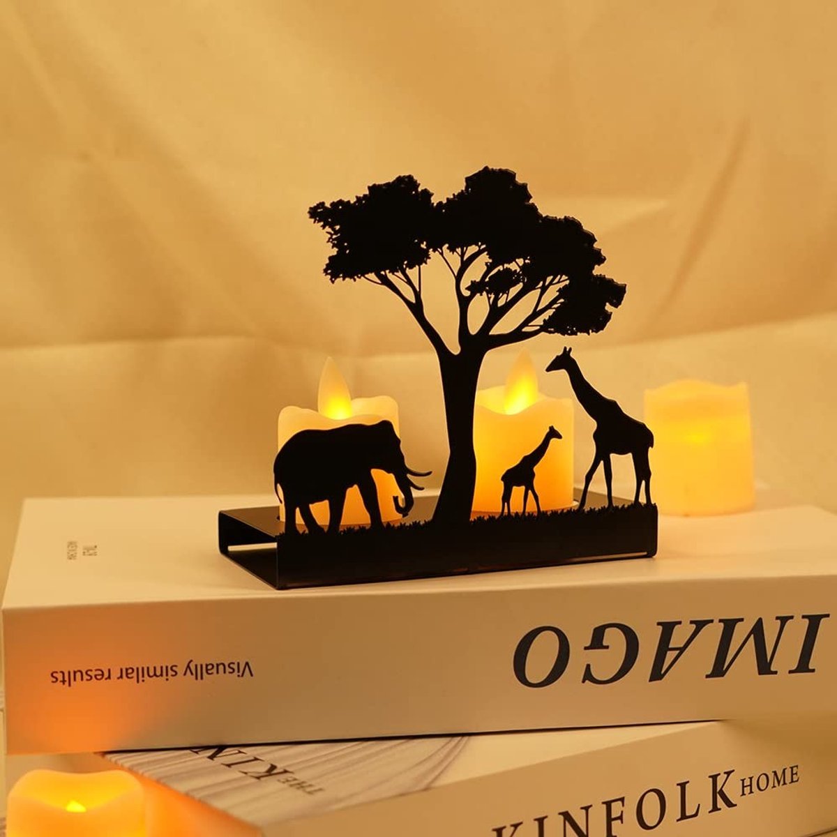 Omgoods - Decoratieve Theelichthouder van Metaal met Dierenpatroon