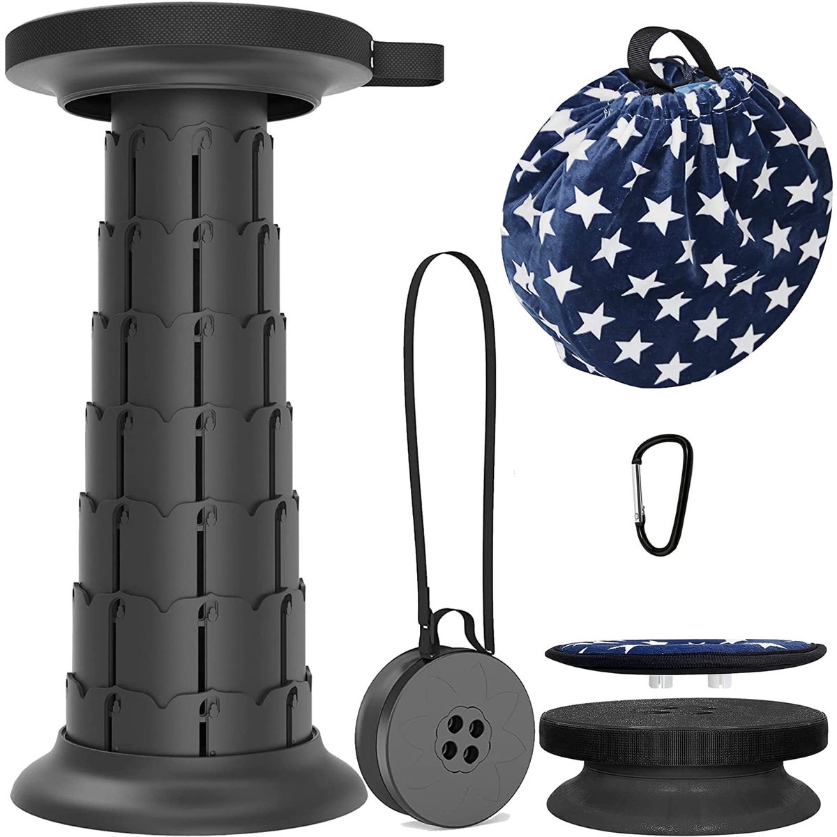 Omgoods - Opvouwbare Telescopische Campingstoel met Zwenk Kussen - Max. Draagkracht 250 kg