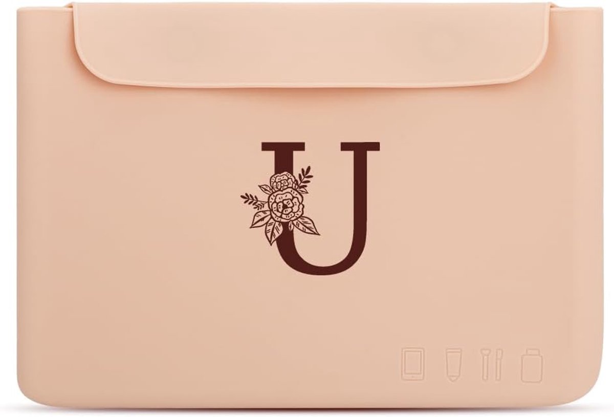 SnelShoppen - Silicone Make-uptas met Initialen A-Z, Persoonlijke Toilettas voor Vrouwen, Ideaal Cadeau voor Moeder, Vriendin, Bruid, Reis Make-up Bag