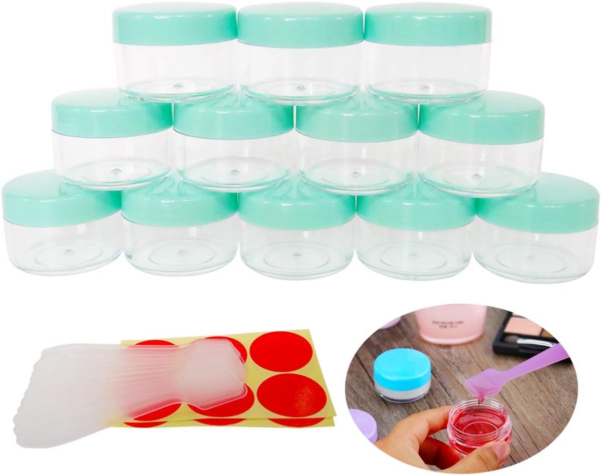 SnelShoppen - 12-pack 15g kleine doorzichtige cosmetische monsterpotjes 15ml lege containers voor make-up geschenken, oogschaduw, nagels, poeders, gel