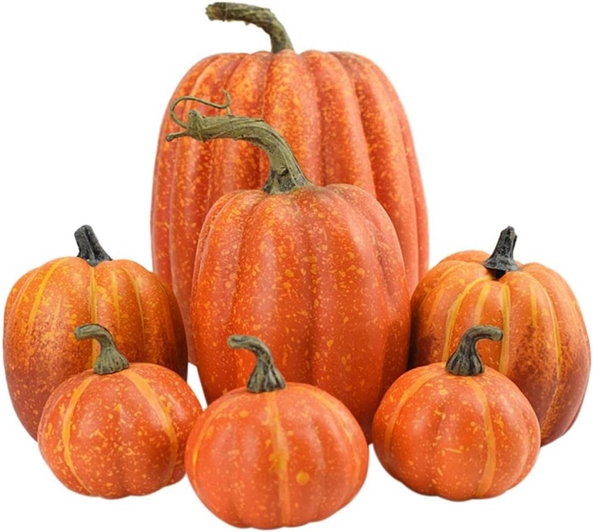 SnelShoppen - Set van 7 Kunstmatige Pompoenen, Assortiment Nep Foam Pompoenen, Realistische Herfst Decoratie, Thuisdecoratie voor Herfst, Dankdag en H