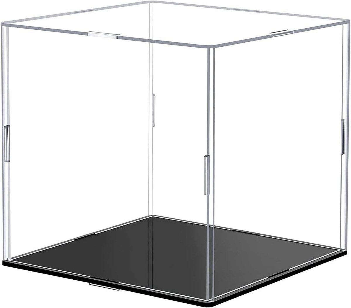 SnelShoppen - Acryl Display Case met Zwarte Bodem, Stofdichte Display Box voor Actiefiguren, Speelgoed, Verzamelaarsstukken (15 x 15 x 15 cm)