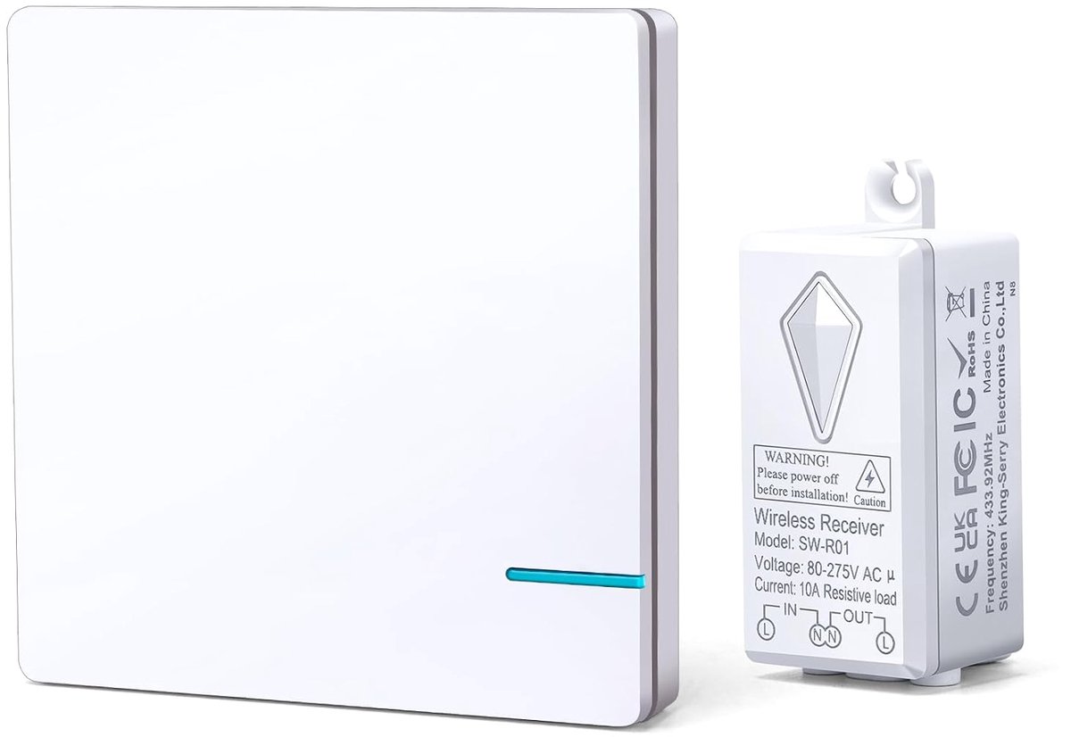 Wireless light switch and receiver set, no wifi and no wiring required, no interference, expandable remote control - ShopVlot