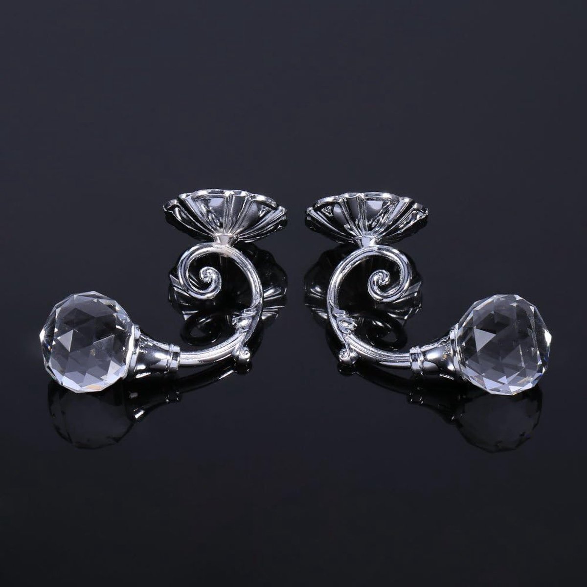 SnelShoppen - 2x Crystal Pendants Metalen Crystal Glazen Gordijn Holdback Wandraam Draperie Tieback Haken Houder Goud/Zilver Retro Stijl