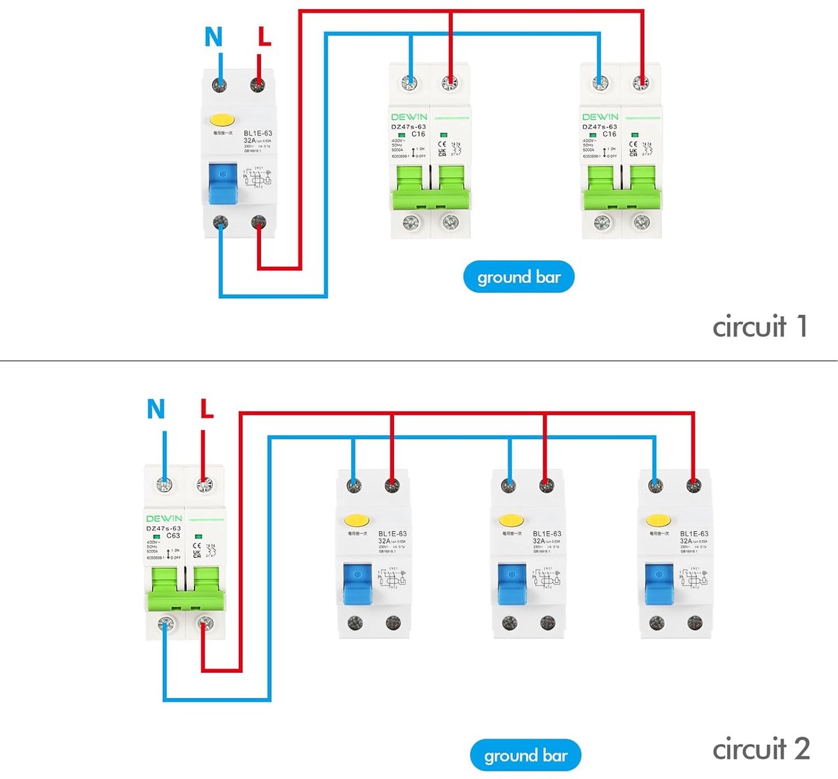 BuyWeek Power switch, differential switch, 32A, 230V, 6KA, 30MA, 230V, 1P+N, differential switch, DIN modules - ShopVlot