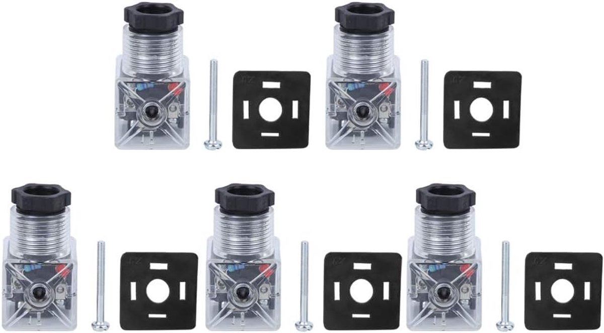SnelShoppen - Solenoid Ventiel Stekker Coils Transparant 24V Universele Toebehoren 5 Stuks Waterdicht en Stofdicht voor Hydraulische Ventielen