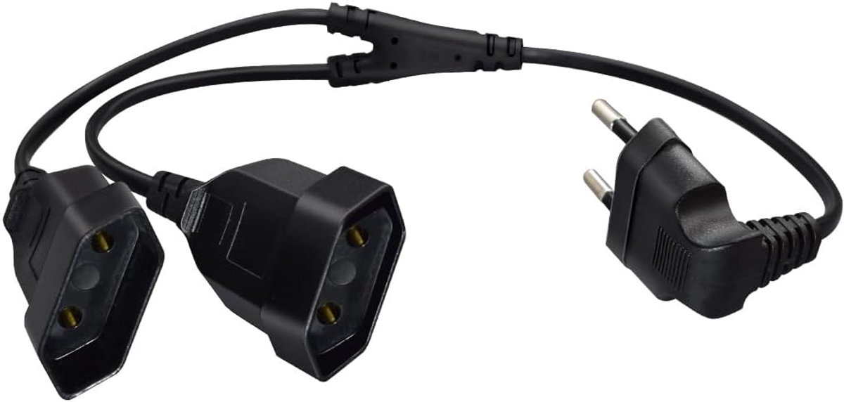 SnelShoppen - Euro Verlengkabel 2.5A 250V 625W Type C Dubbele Euro Stekker 2-in-1 voor Huishoudelijke Apparaten TV Computer Monitor (45cm 90 graden)
