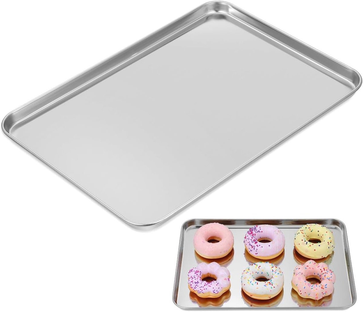 SnelShoppen - RVS Rectangulaire Tray 35 x 25 cm voor Keuken, Barbecue, Picknick, Feest en Culinaire Voorbereiding - Duurzaam en Gezond