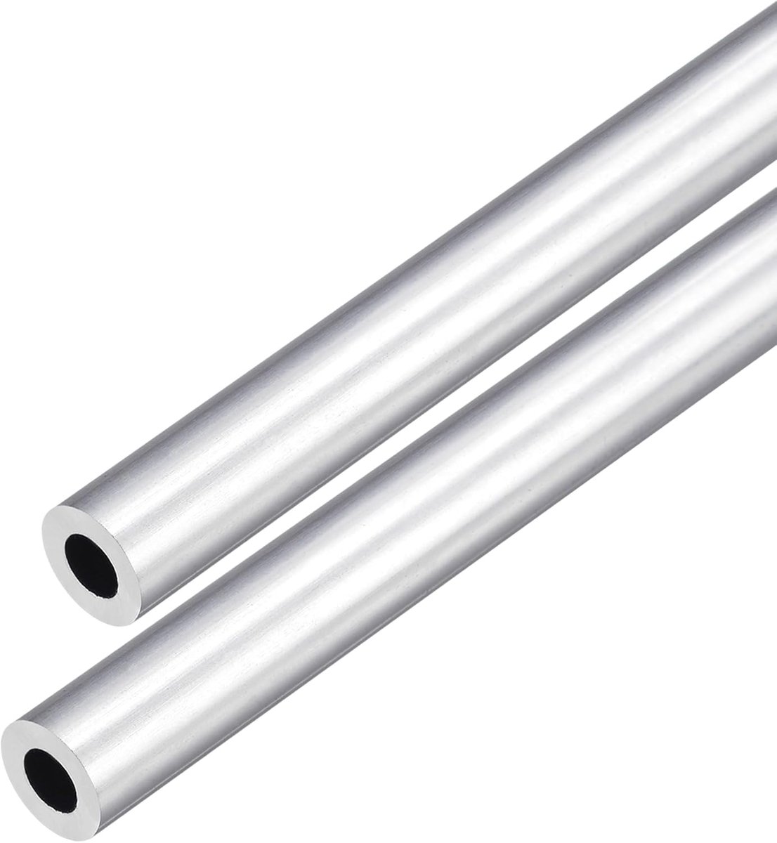 SnelShoppen - 2 Stuks 10mm OD x 6mm ID 6063 Aluminium Ronde Buizen 300mm Lengte voor Mechanische Constructie en DIY Projecten