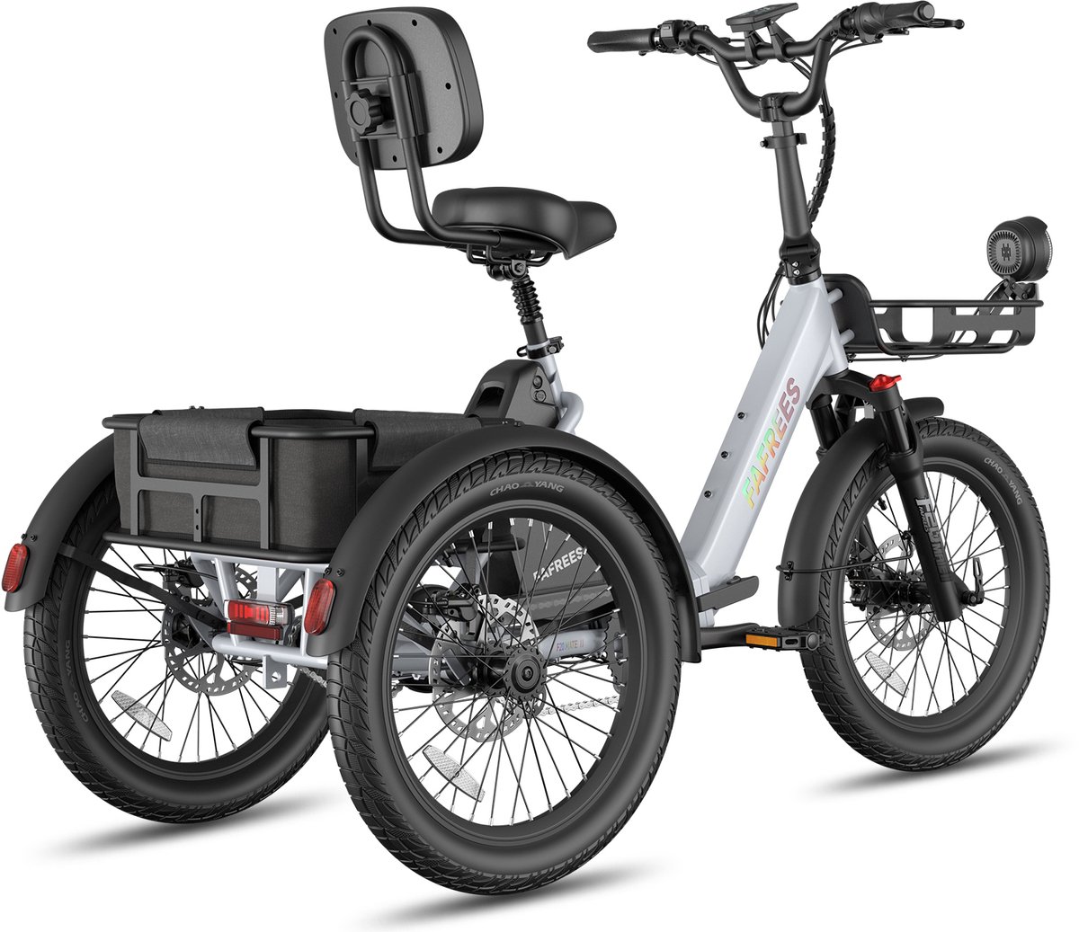 FAFREES F20 Mate II Elektrische Driewieler – 21Ah Accu 85km Bereik 65Nm Koppel – Voor Senioren & Dagelijks Gebruik Frost Grey