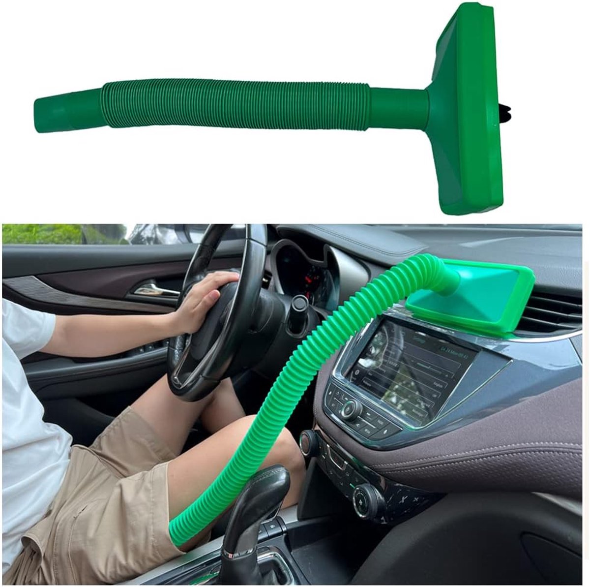Auto Luchtventilator - 1 Set Sieraadkoeler voor Auto - Voor de eerste rij - Eenvoudig te Gebruiken Ventilatieverlenger - Geschikt voor Zomer en Winter - Bal Accessoire - 85cm - Groen