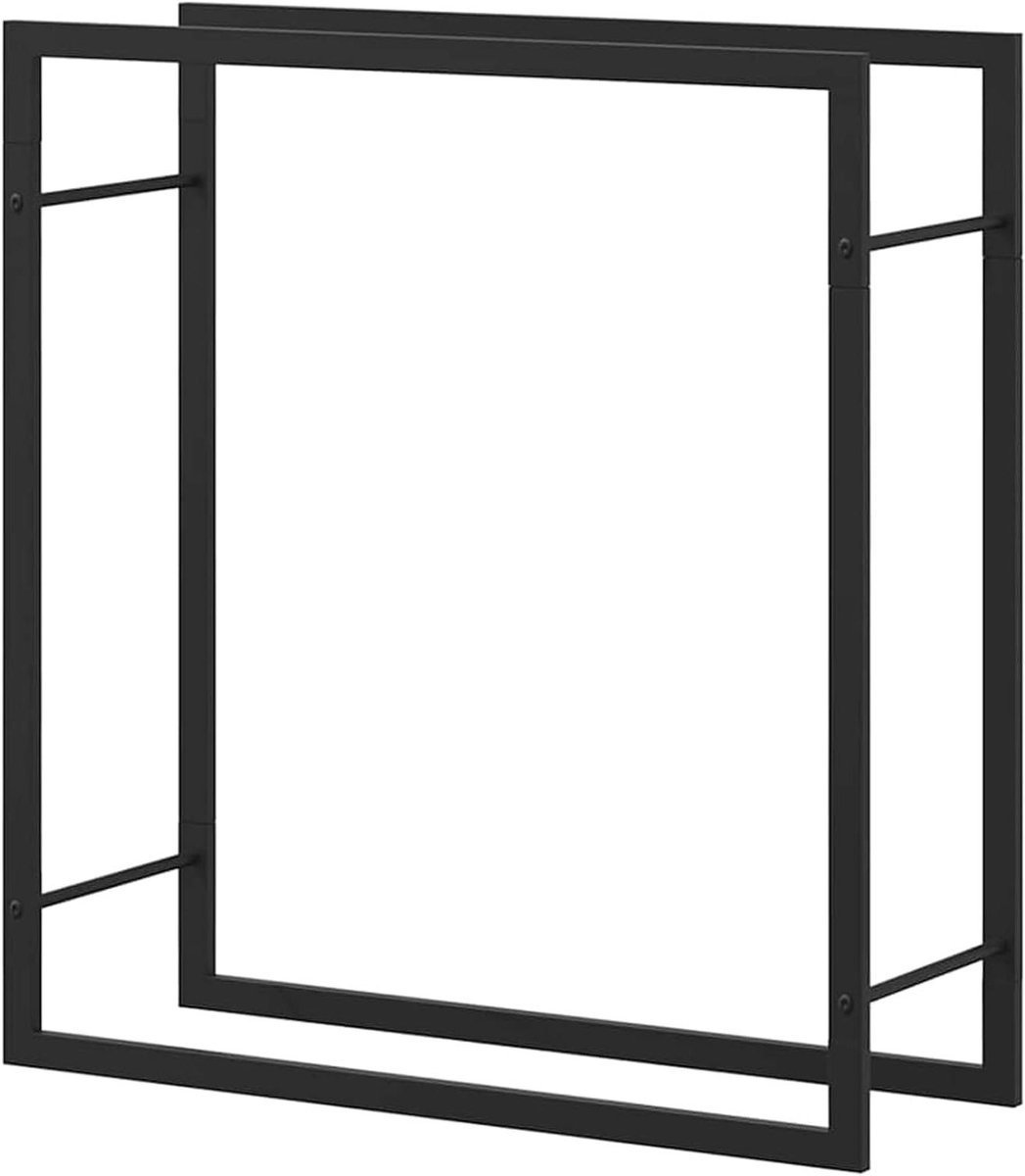 Brandhoutrek - Haardhouthouder - Open Haard Gebruik - Bodemvrij Ontwerp - 80 x 28 x 86 cm - Matzwart