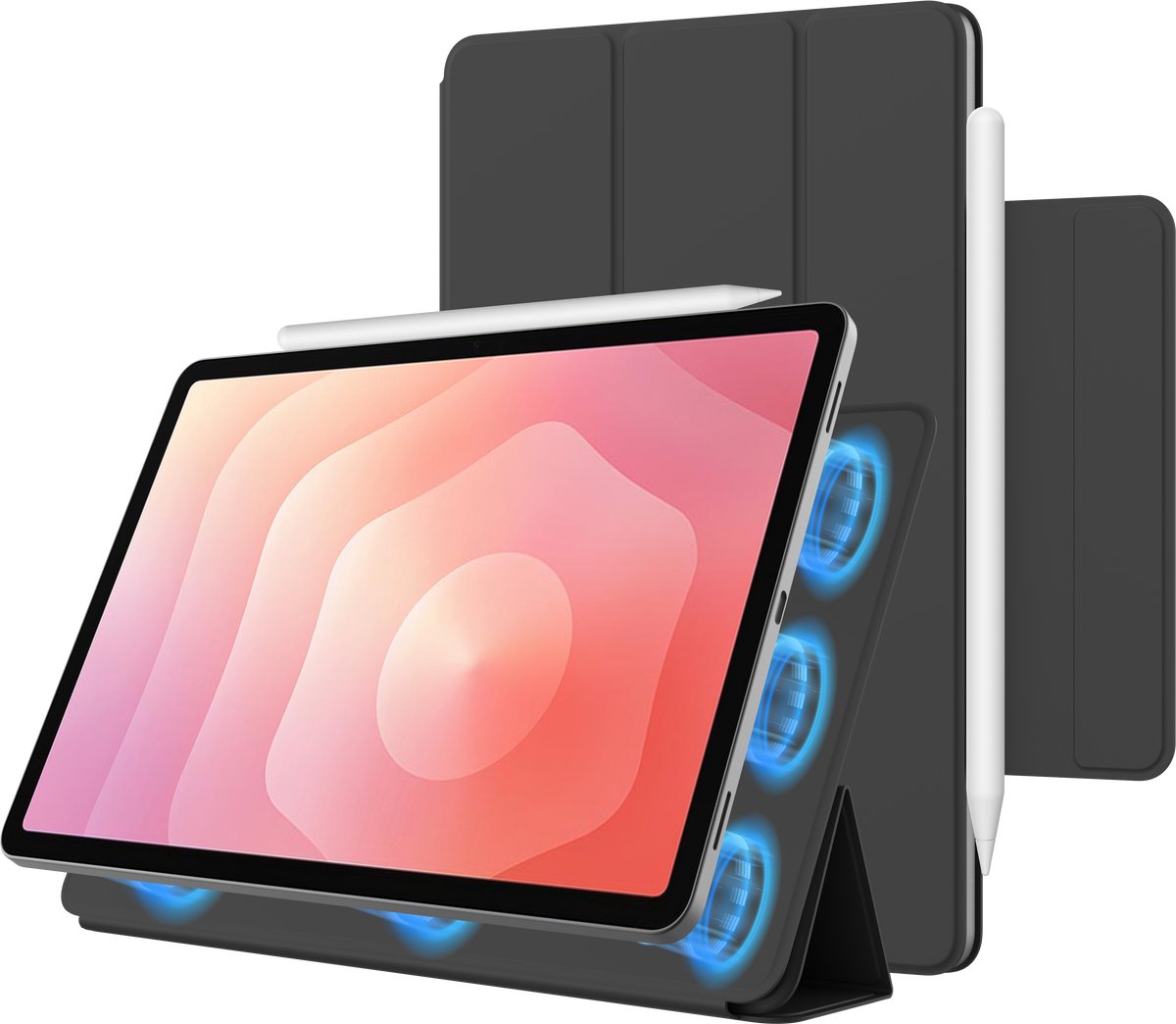 Just in Case tablet Hoes geschikt voor Samsung Galaxy Tab S11 - Magnetic TriFold Bookcase - Zwart
