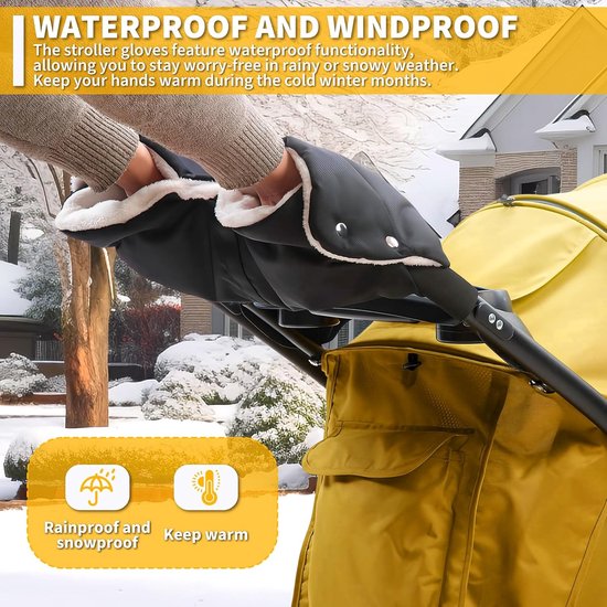 Kinderwagen Handwarmer - Universele Mof - Winterse Wandelingen - Waterdicht Winddicht - Zacht Flanel Fleece - Zwart van Merkloos — afbeelding 3