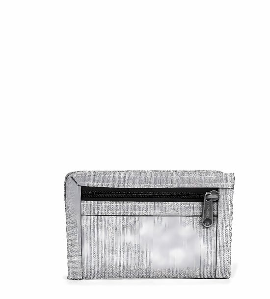 Zilverkleurige Eastpak portemonnee met tijgerprint en ritsvak.