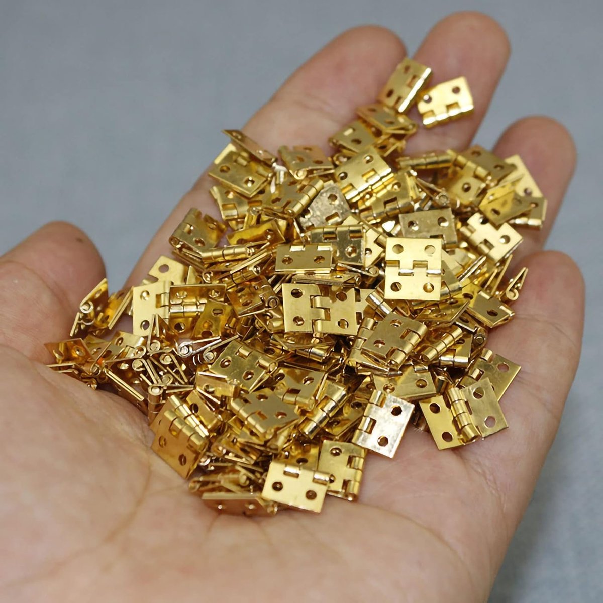 SnelShoppen - Mini Kleine Koperen Scharnieren 4-gats Hinge voor Miniatuur Poppenhuizen - Accessoires (Goud)