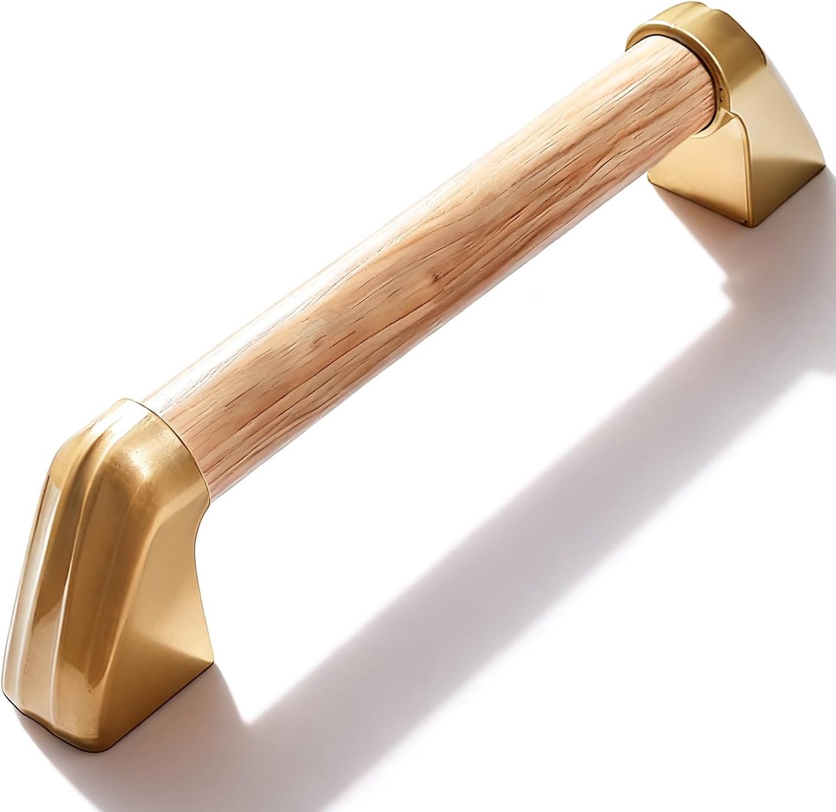 SnelShoppen - Handgreep Hout Badkamer 30cm - 304 RVS Douche Badhandle - Ondersteunende Handgreep voor Toilet, Badkamer, Keuken en Trappen