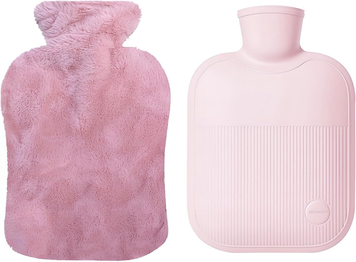 SnelShoppen - Warmwaterkruik 1L Met Gewoven Rubberen Cover Als IJszak Voor Kinderen En Volwassenen - Veilig, Natuurlijk Rubber, Zacht Polyester, Perfe