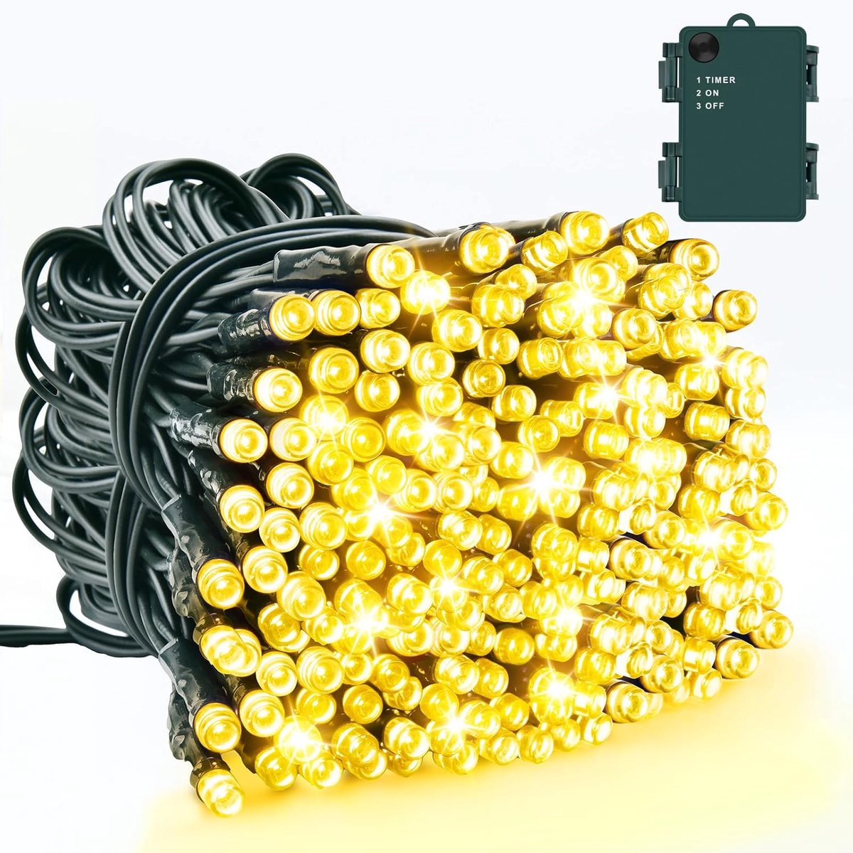 SnelShoppen - 10 m 100 LED Sfeerverlichting Op Batterijen Warm Wit met Timer IP65 Waterdicht voor Binnen Buiten Kerstdecoraties, Feestverlichting, Tui