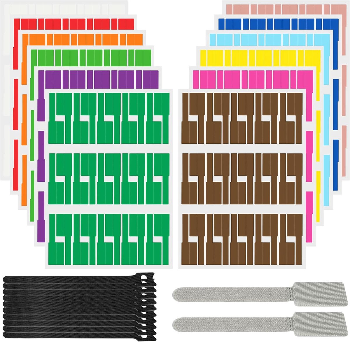 Kabellabels 360 Stuks - Multicolor PVC - Zelfklevend en Herbruikbaar - Voor Eenvoudige Identificatie - SnelShoppen