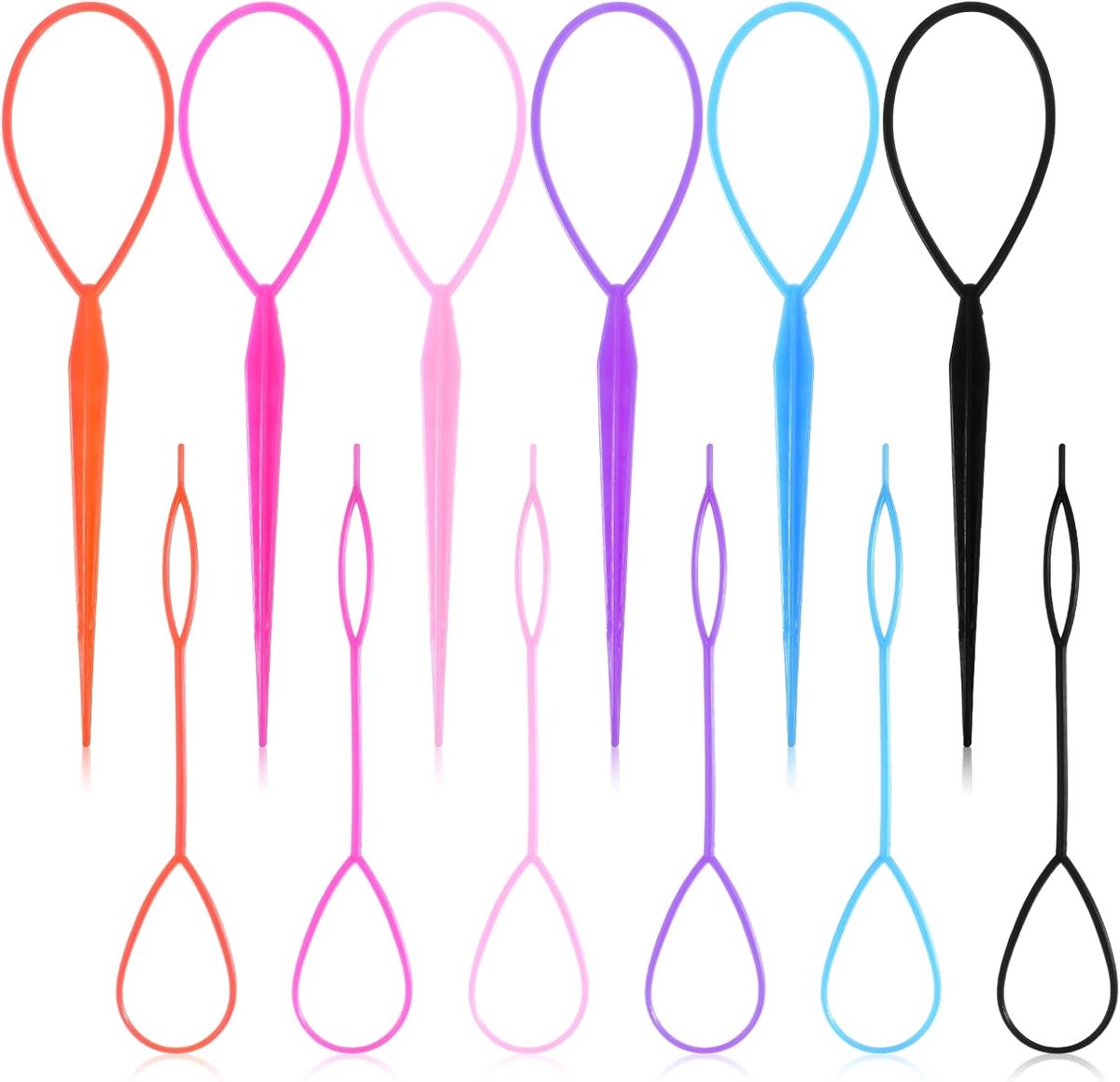 SnelShoppen - 12PCS Topsy Tail Haar Styling Tool Set - Haar Trek Tools voor Ponytail en Franse Vlechten - 6 Kleuren - Geschikt voor Diverse Haartypes