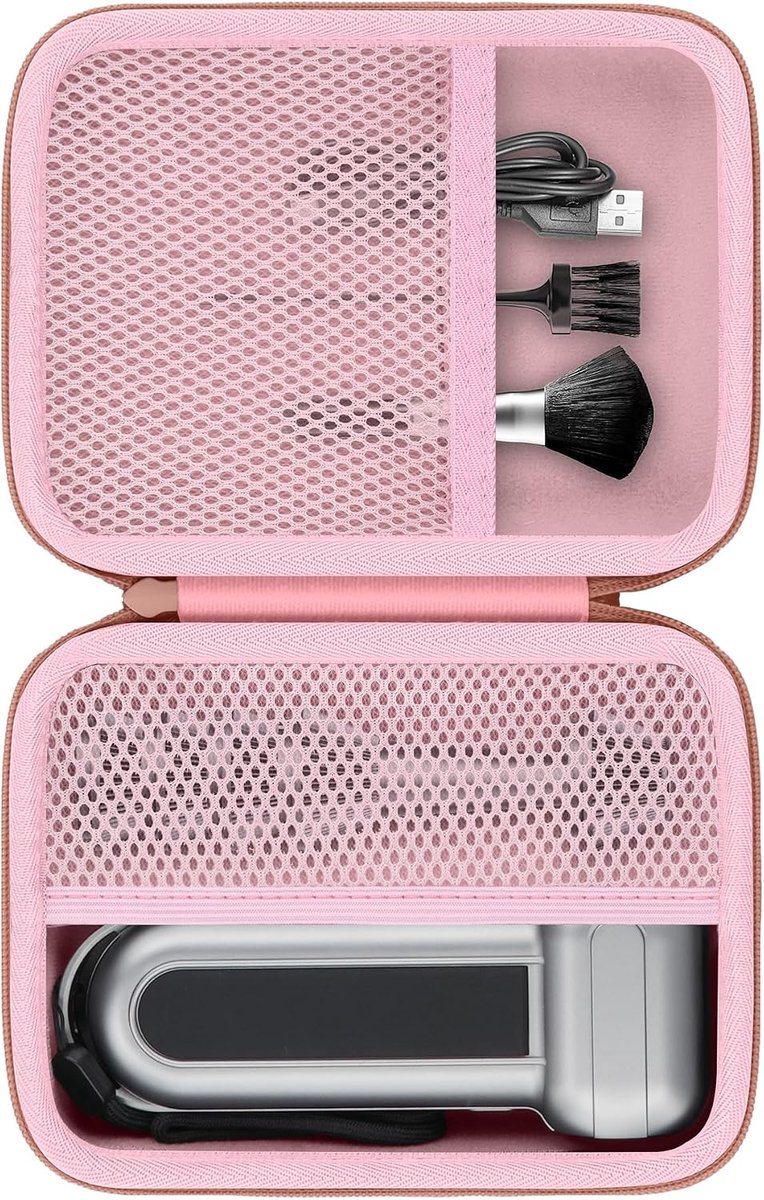 SnelShoppen - Hardshell Opbergcase voor WOLFBOX MF100 & MF50 - Beschermhoes voor Elektrische Luchtblazer en Stofblazer - Roze met Netvak voor Accessoi