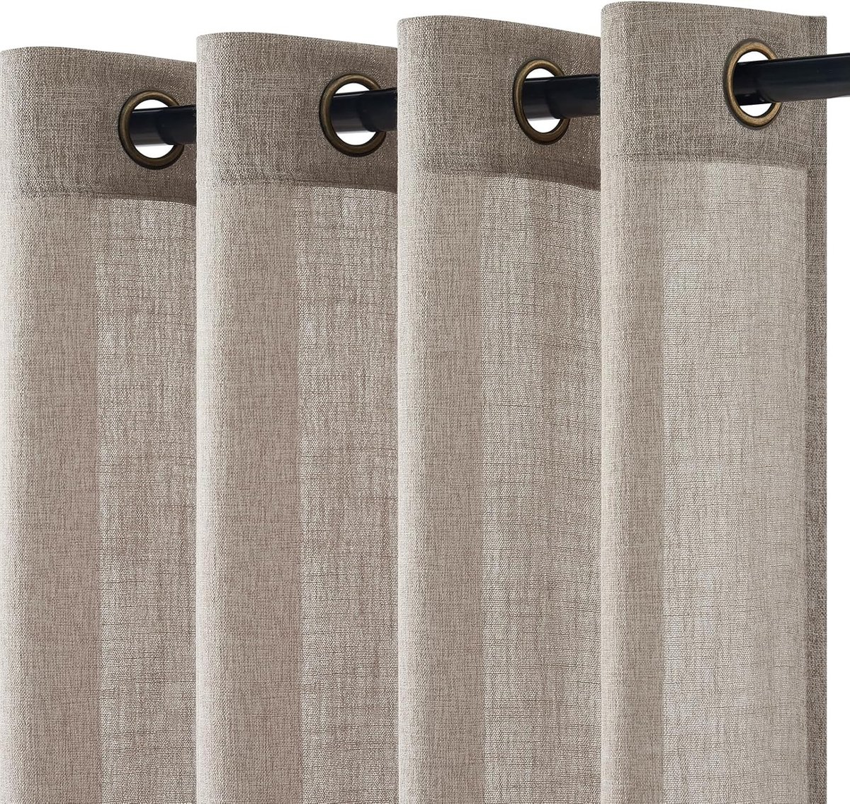 Linnen Gordijnen 140 x 240 cm, 2 Stuks, Moderne Raamdecoratie met Oogjes, Transparant voor Slaapkamer en Woonkamer, Taupe Kleur