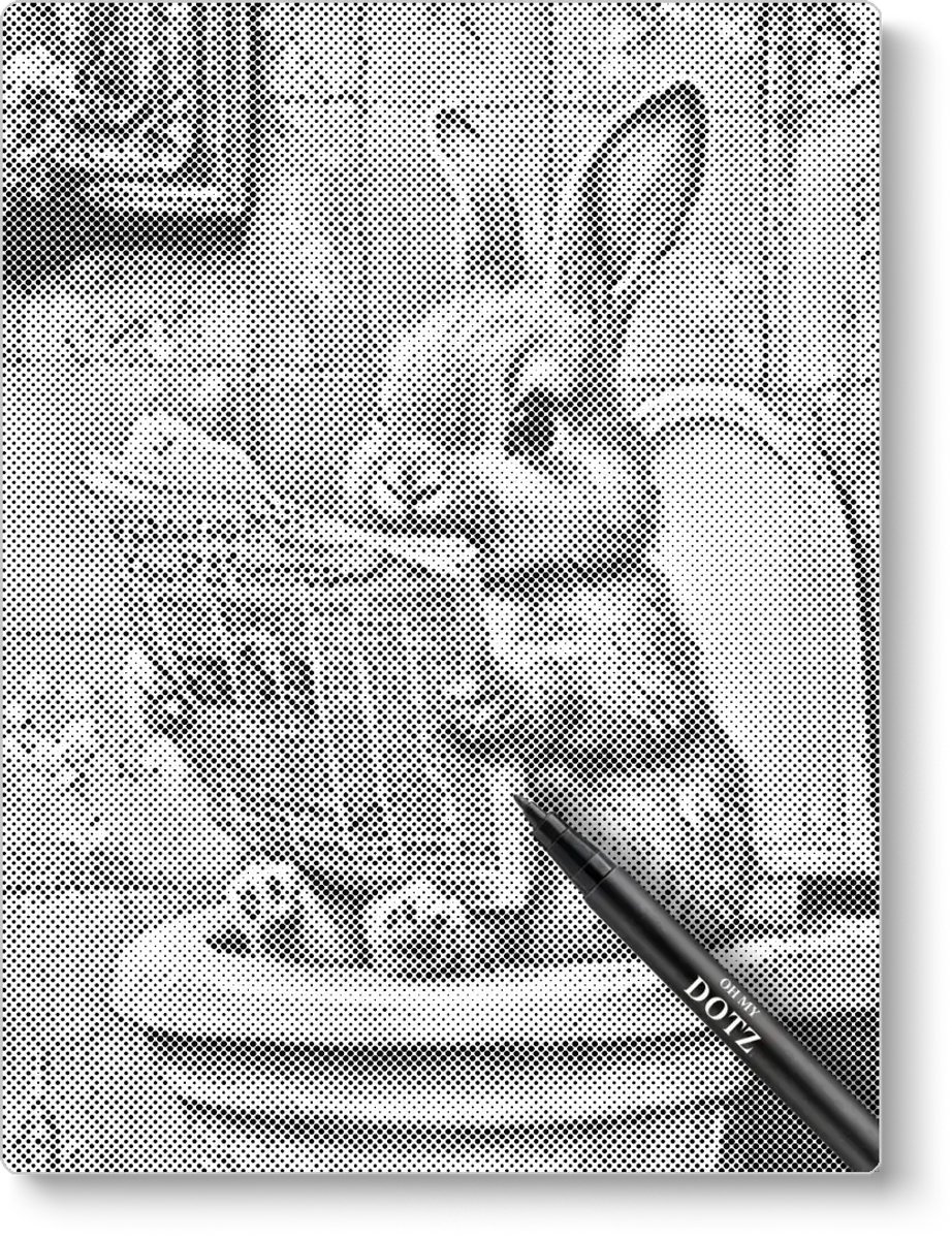 Konijntje op het toilet | Dot painting | 30x40cm | Dot painting | Oh My Dotz | Dots stippen | Diamond painting & Schilderen op nummer alternatief | Happy hobby