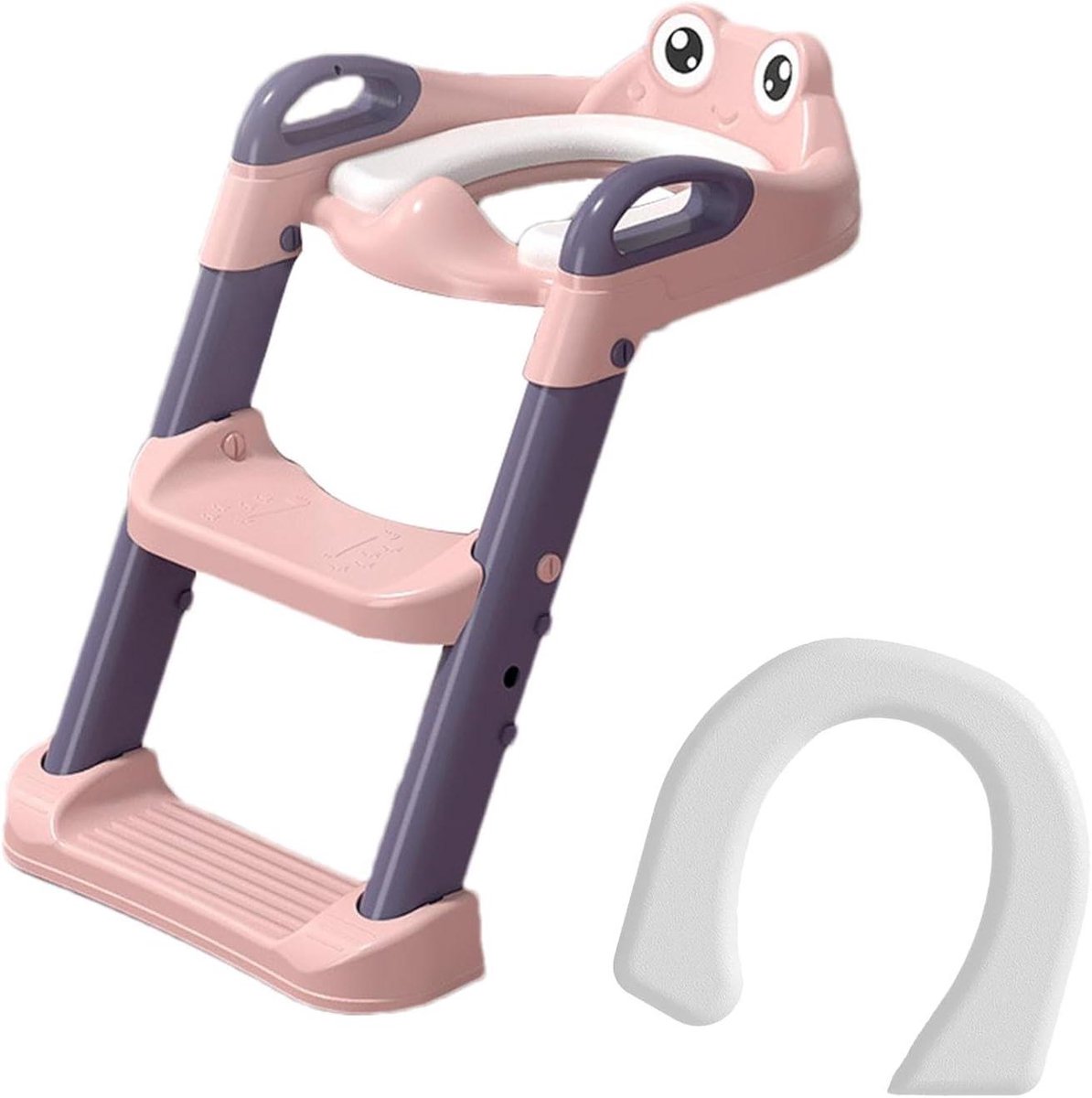 Zindelijkheidstrainingsladder - Toilettrap Peuter - Zelfstandig Plassen - Opvouwbaar Ontwerp - Verstelbare Hoogte - Roze