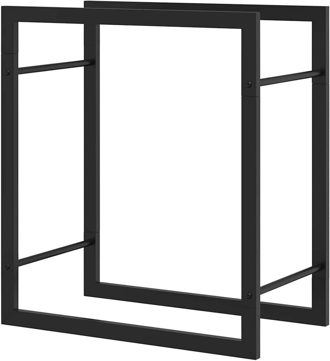 Brandhoutrek - Haardhoutstandaard Houder - Open Haard Voeden - Stalen Poedercoating - 50 x 28 x 56 cm - Matzwart