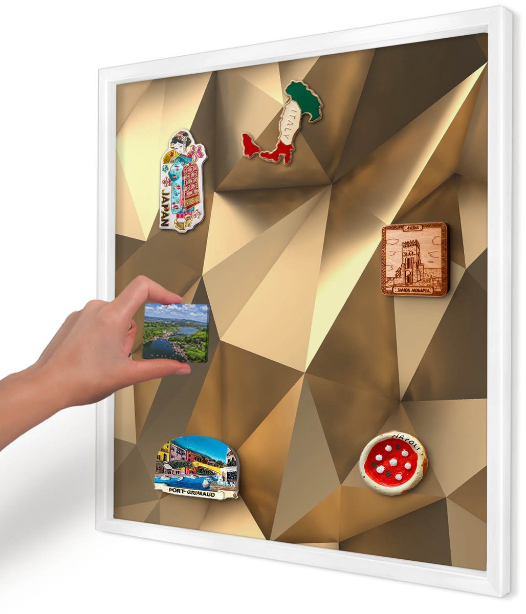 Artprintcave Bruin Magneetbord mit Witte Lijst - 50x50 cm - Warme Geometrie Magneet Bord mit Frame - Geometrische Magnetisch Bord - Geometrie