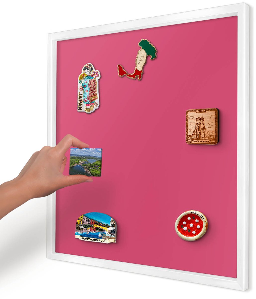 Artprintcave Roze Magneetbord mit Witte Lijst - 50x50 cm - Energie Roze Notitiebord - Minimalist Magnetisch Bord Voor Magneten - Achtergronden En Patronen