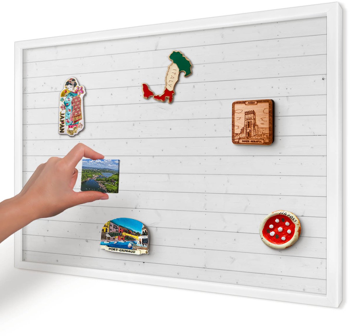 Artprintcave Wit Magneetbord mit Witte Lijst - 60x40 cm - Witte Borden Magneetbord Voor Keuken - Scandinavisch Magneet Bord mit Frame - Texturen