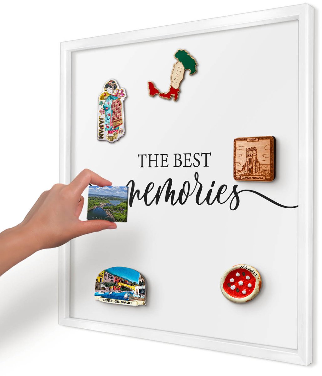 Artprintcave Wit Magneetbord mit Witte Lijst - 50x50 cm - Inspirerende Herinneringen Bord Voor Magneten - Typografisch Magneetbord Voor Keuken - Teksten