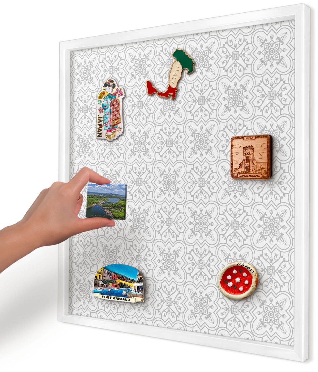 Artprintcave Wit Magneetbord mit Witte Lijst - 50x50 cm - Geometrische Symmetrie Magnetische Organizer - Minimalist Memobord Keuken - Achtergronden En Patronen