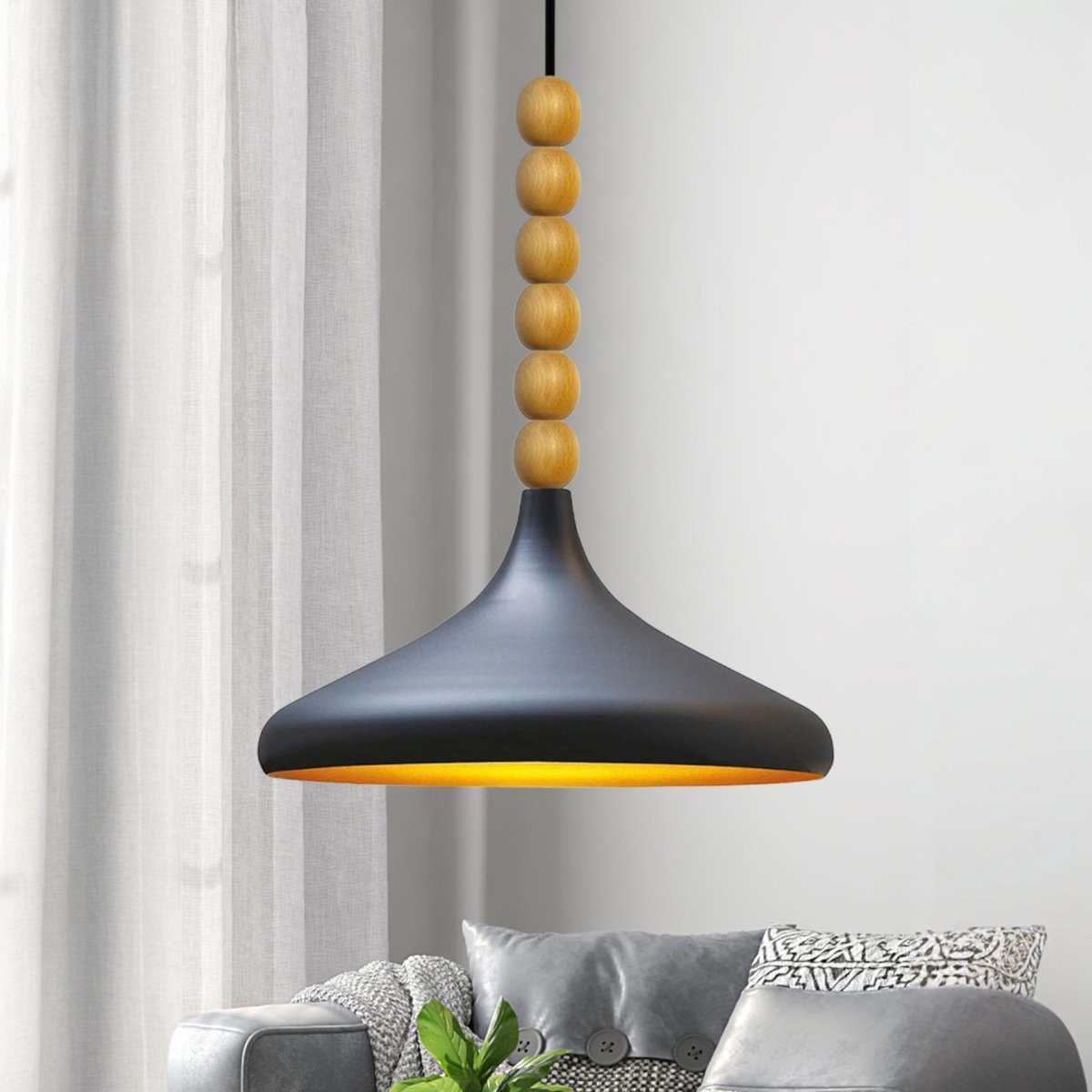Bamyum Champion hanglamp, industriële Modern stijl, Ø35 cm, zwart metalen lamp