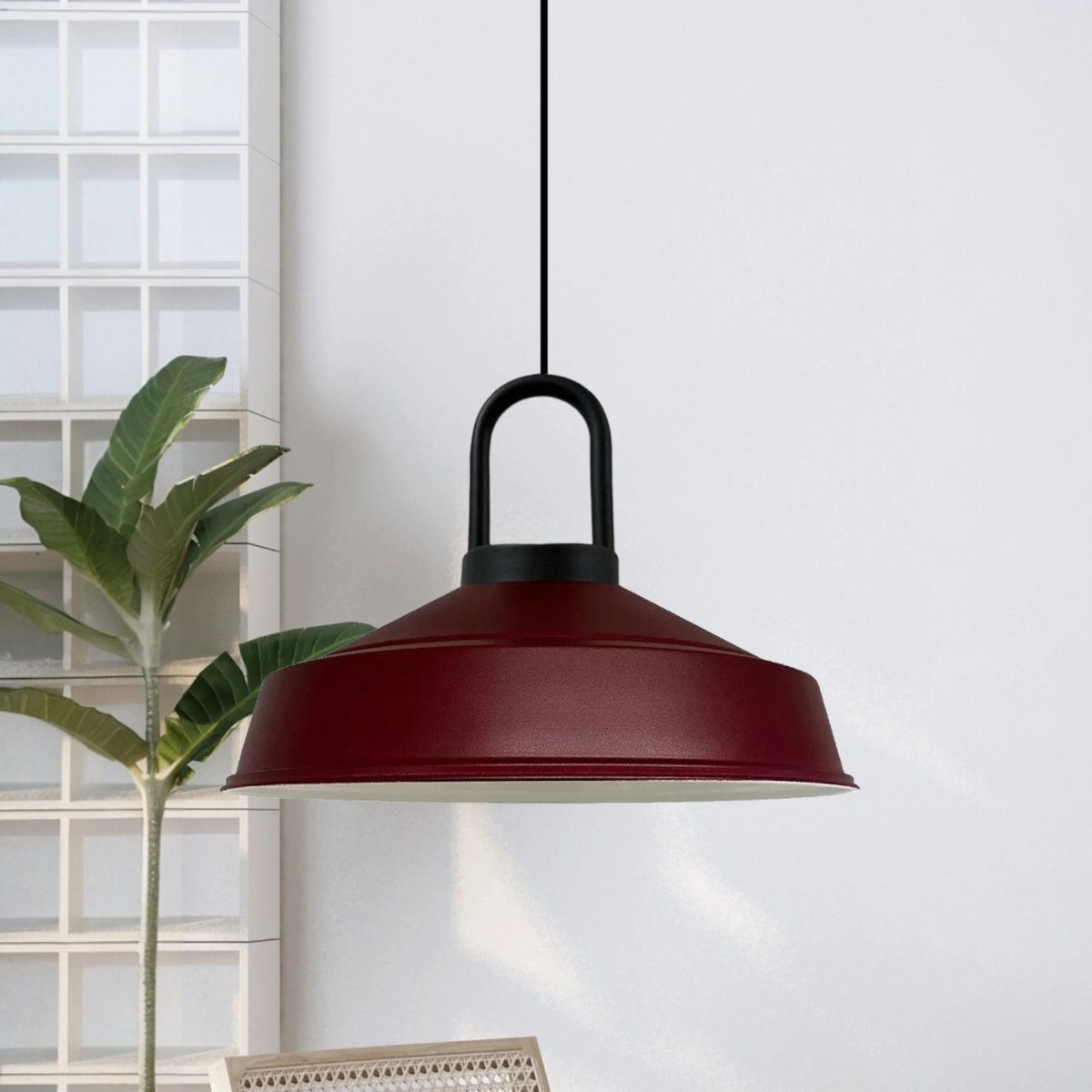 Bamyum Asletl hanglamp, industriële Modern stijl, Ø40 cm, bordeaux metalen lamp
