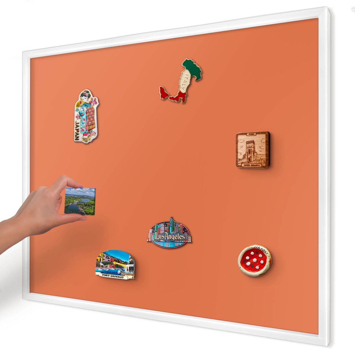 Artprintcave Oranje Magneetbord mit Witte Lijst - 80x60 cm - Sterk Oranje Magnetisch Bord Voor Magneten - Minimalist Magnetisch Bord - Achtergronden En Patronen