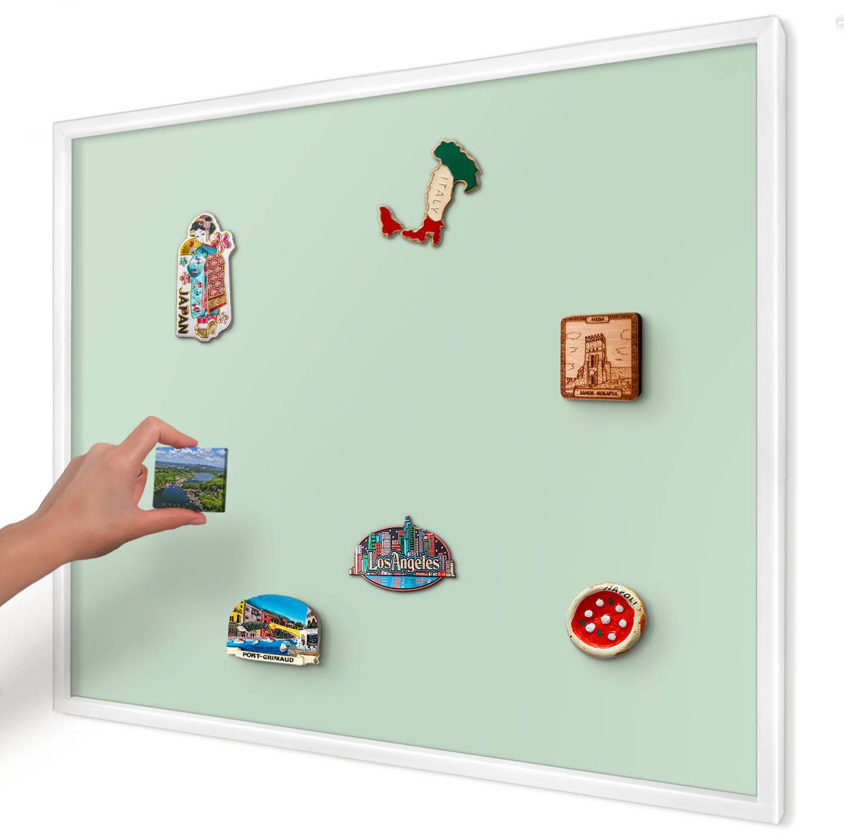 Artprintcave Groente Magneetbord mit Witte Lijst - 80x60 cm - Mintgroen Magnetisch Bord Voor Magneten - Minimalist Wandbord Magnetisch - Achtergronden En Patronen