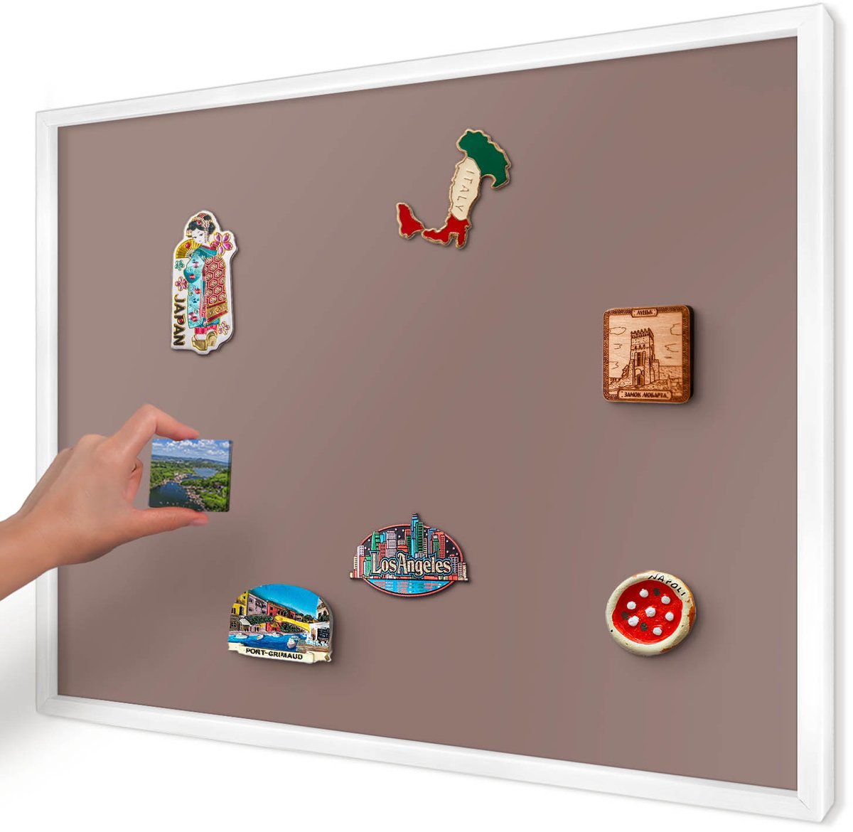Artprintcave Rood Magneetbord mit Witte Lijst - 70x50 cm - Pastelbruin Magnetisch Bord Voor Magneten - Minimalist Magneet Bord mit Frame - Achtergronden En Patronen