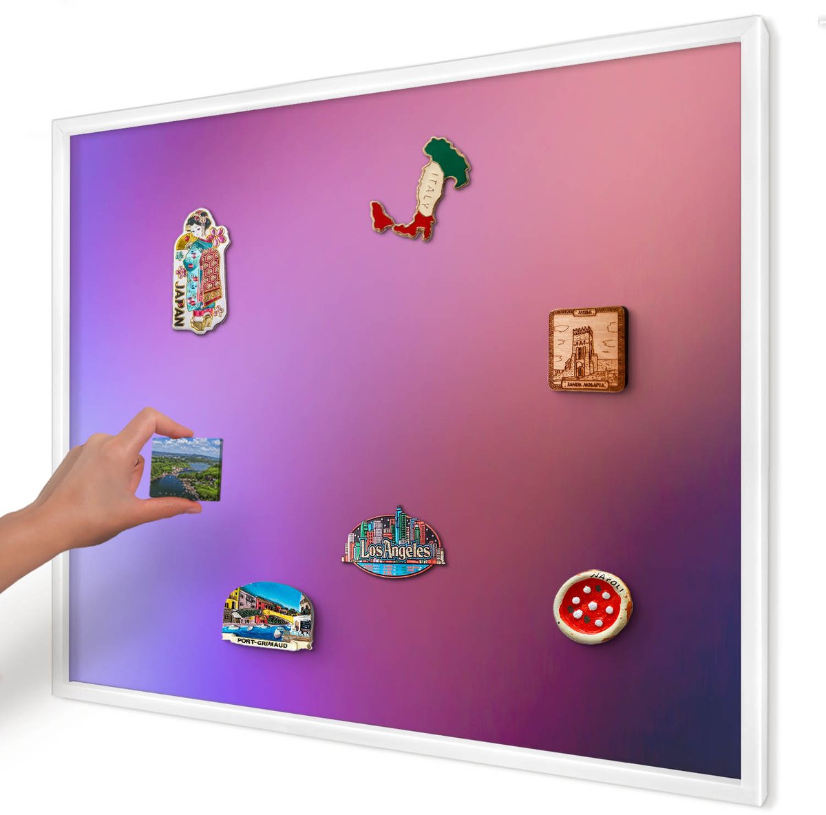 Artprintcave Paars Magneetbord mit Witte Lijst - 80x60 cm - Kleuren Van Harmonie Magneetbord Voor Foto's - Abstract Magnetisch Bord Voor Magneten - Abstractie