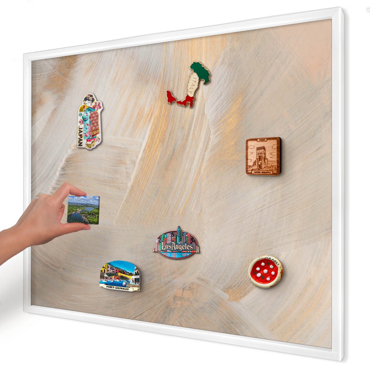 Artprintcave Romig Magneetbord mit Witte Lijst - 80x60 cm - Elegante Abstractie Magneet Bord mit Frame - Abstract Magnetische Organizer - Abstractie