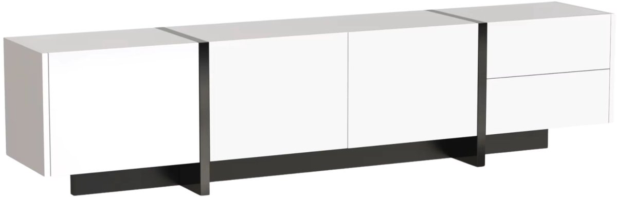 Happiq TV meubel- Wit - 190 x 35 x 45 Cm - TV Kast met 2 Lades en 3 Deuren met Opbergruimte - Opstelling - voor Woonkamer en Tv White