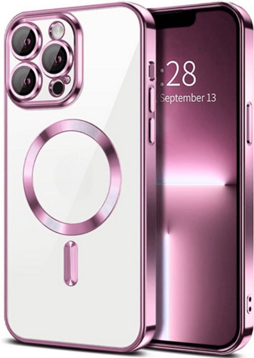 GREEN ON Camera Shield Magsafe Silicone Case geschikt voor Galaxy A56 - Roze Goud