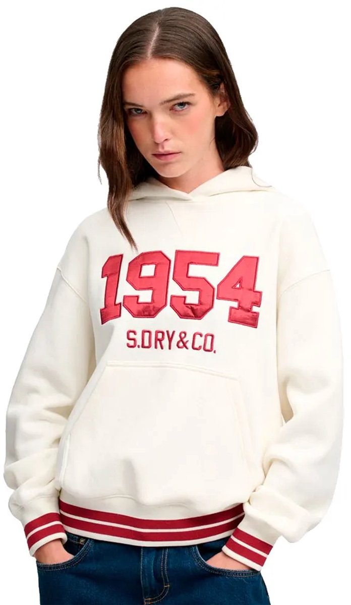 Superdry Satijnen Applicatie Hoodie Dames Hoodies Creme