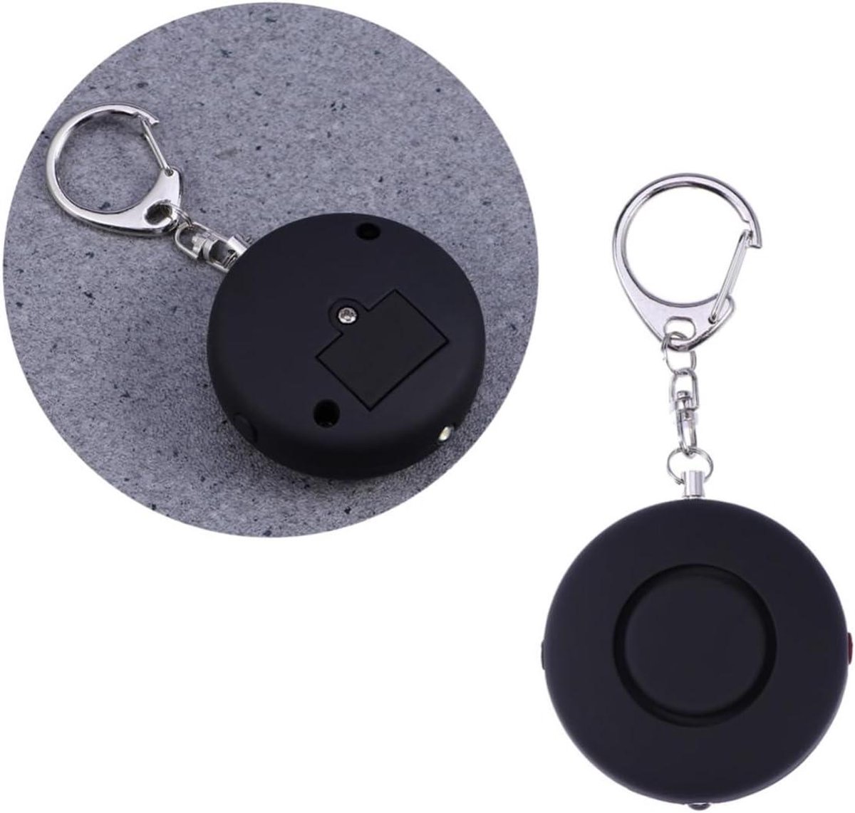 Persoonlijk Alarm - Veiligheidsalarm Noodalarm - Zelfverdediging Noodsituaties - Ingebouwde LED Zaklamp - 5 cm - Zwart