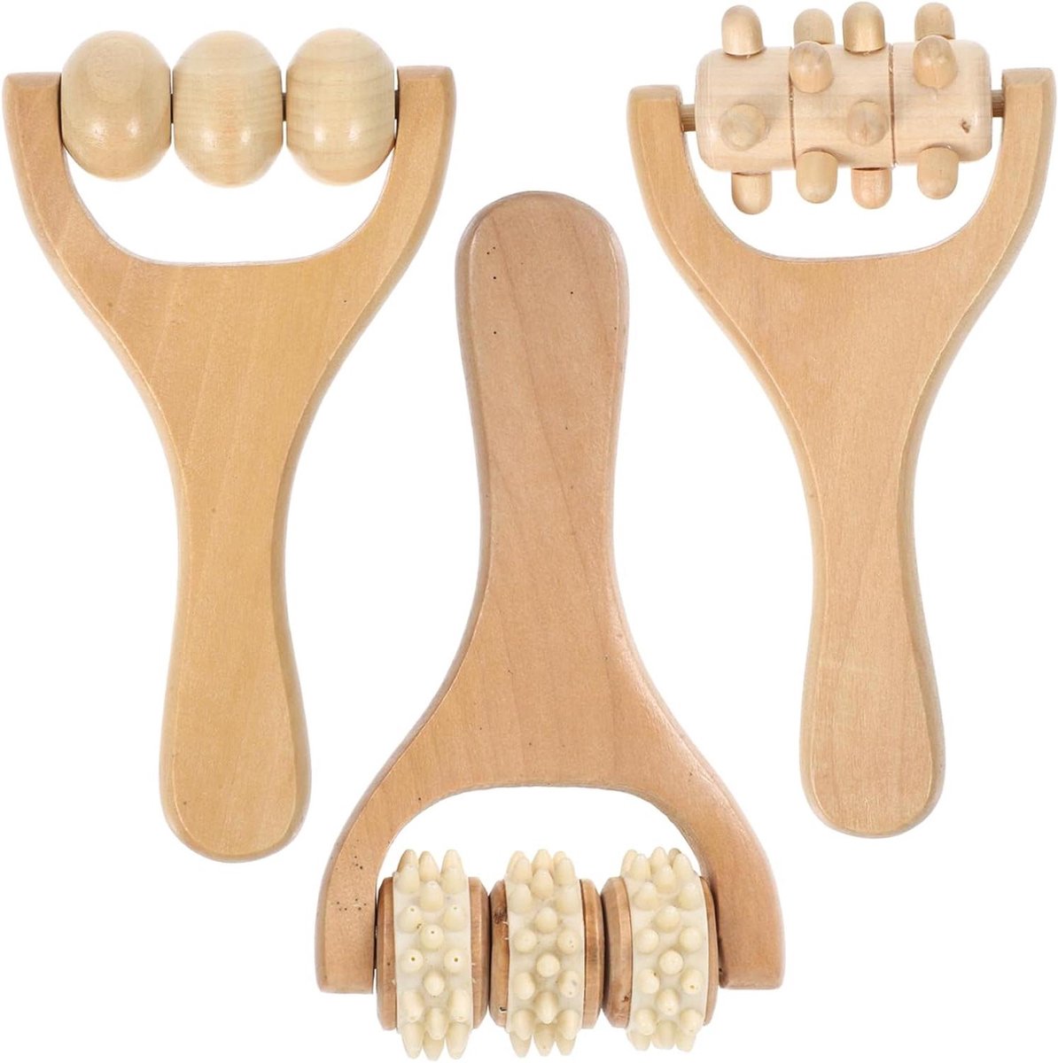 Houten Massage Roller - Massage Tool - Lichaamsontspanning - Multifunctioneel Handheld - 145 cm - Beige